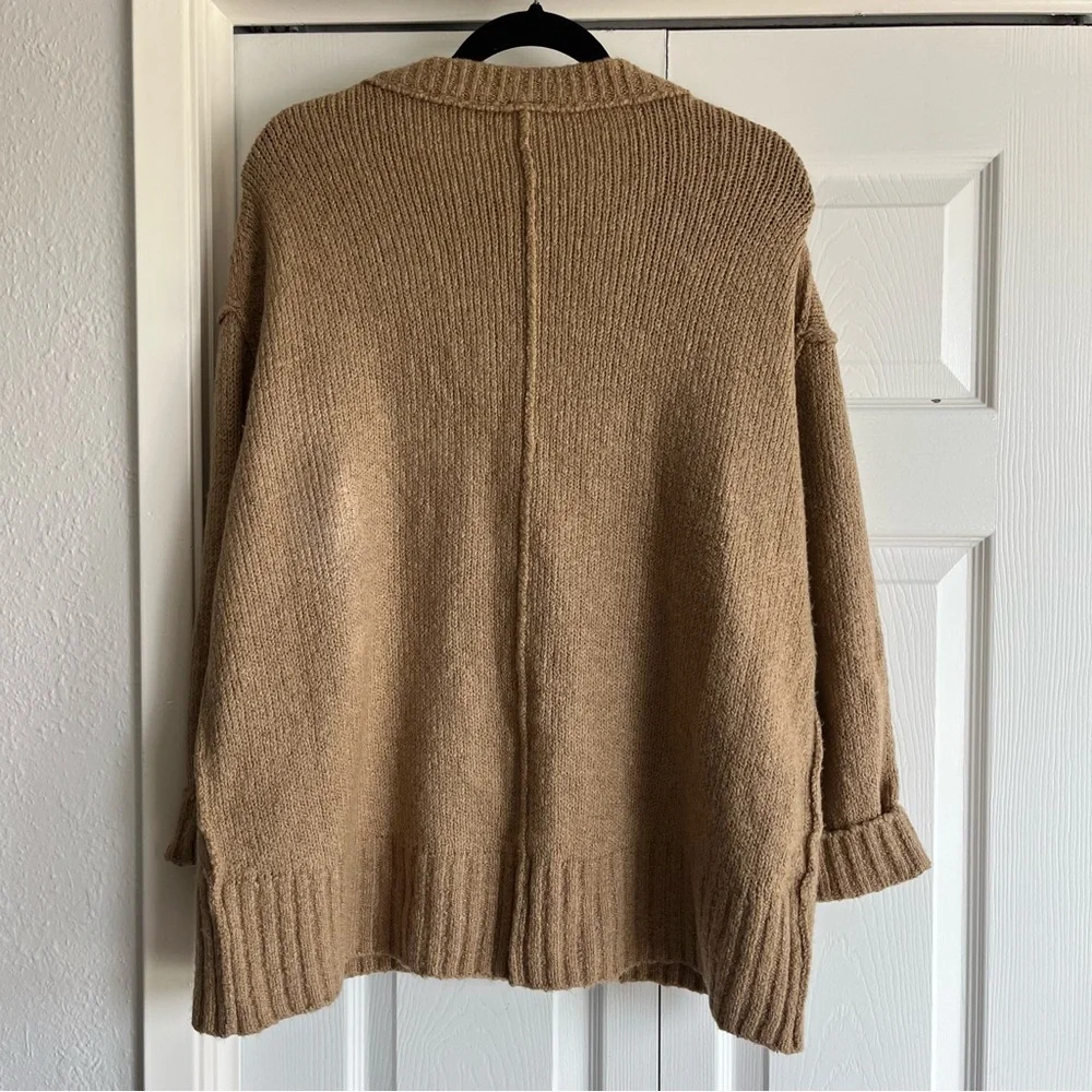 Free People Brookside Tunic Sweater Camel Tan Knit Oversized Sweater
